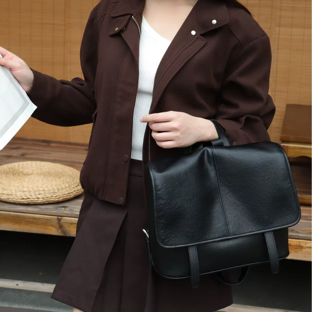 Women’s Genuine Leather Backpack – Vintage Large Capacity Travel & Everyday Shoulder Bag
