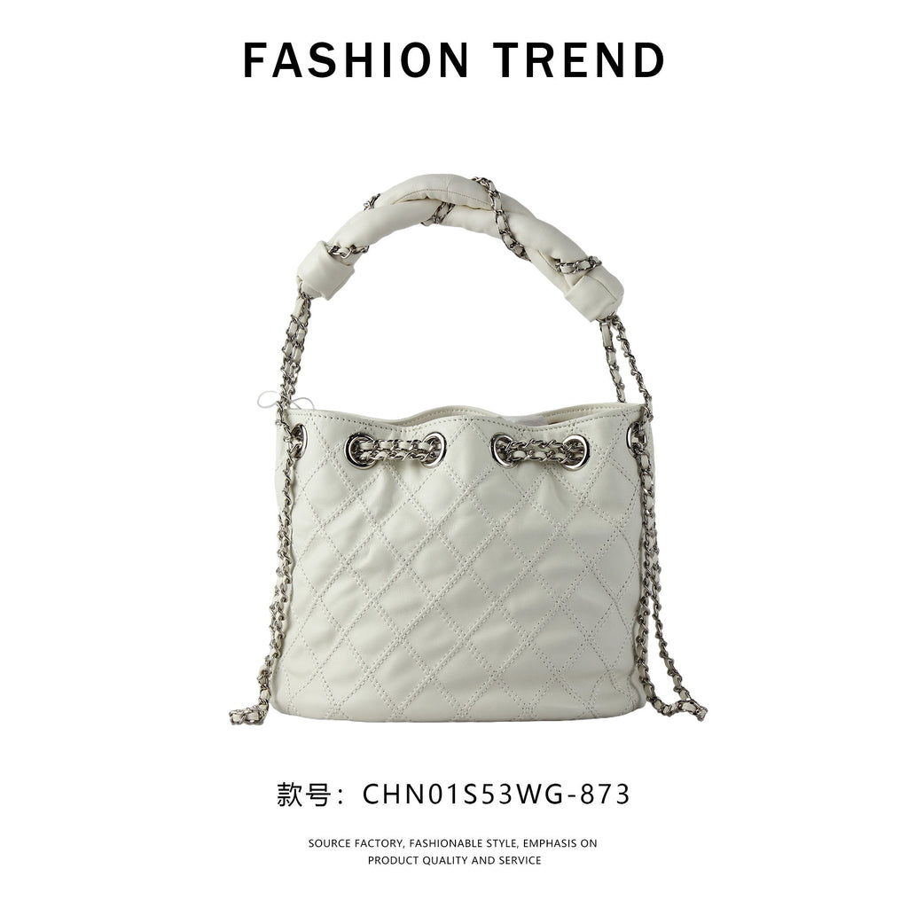 【$139.94】NiceBags new diamond chain crossbody small bag drawstring bucket bag