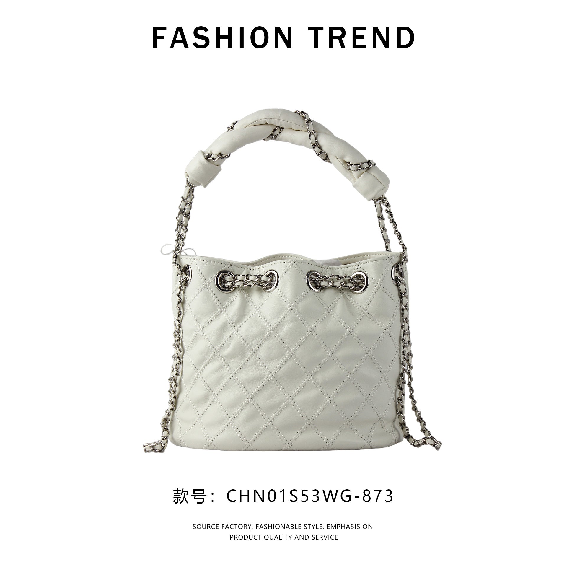 【$139.94】NiceBags new diamond chain crossbody small bag drawstring bucket bag
