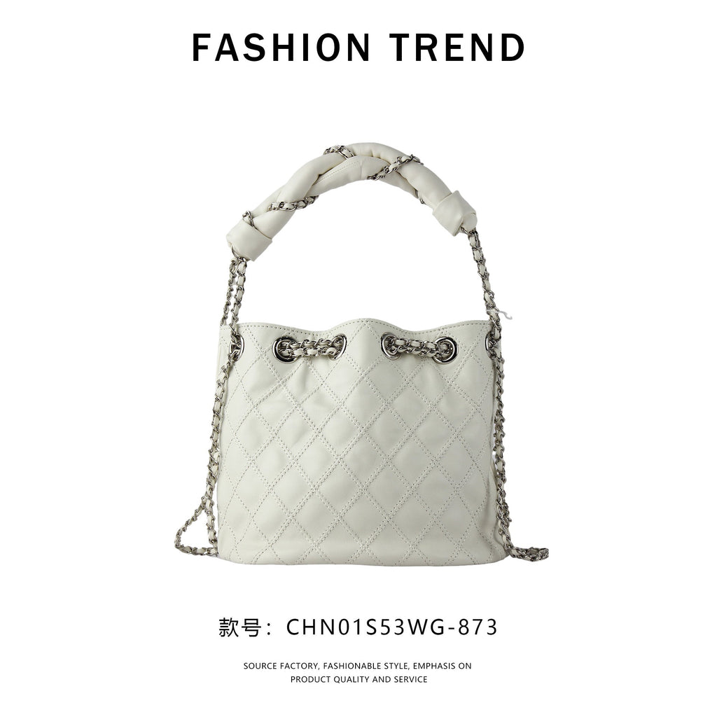 【$139.94】NiceBags new diamond chain crossbody small bag drawstring bucket bag