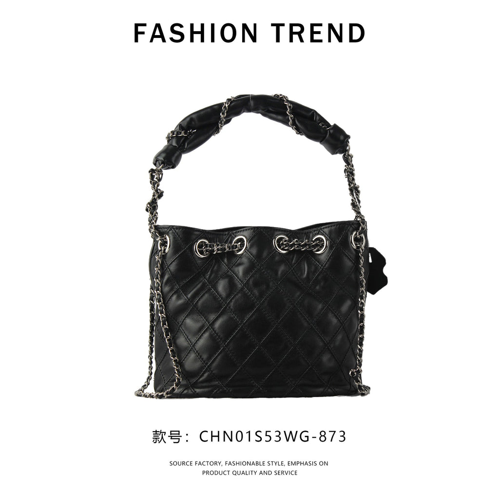 【$139.94】NiceBags new diamond chain crossbody small bag drawstring bucket bag