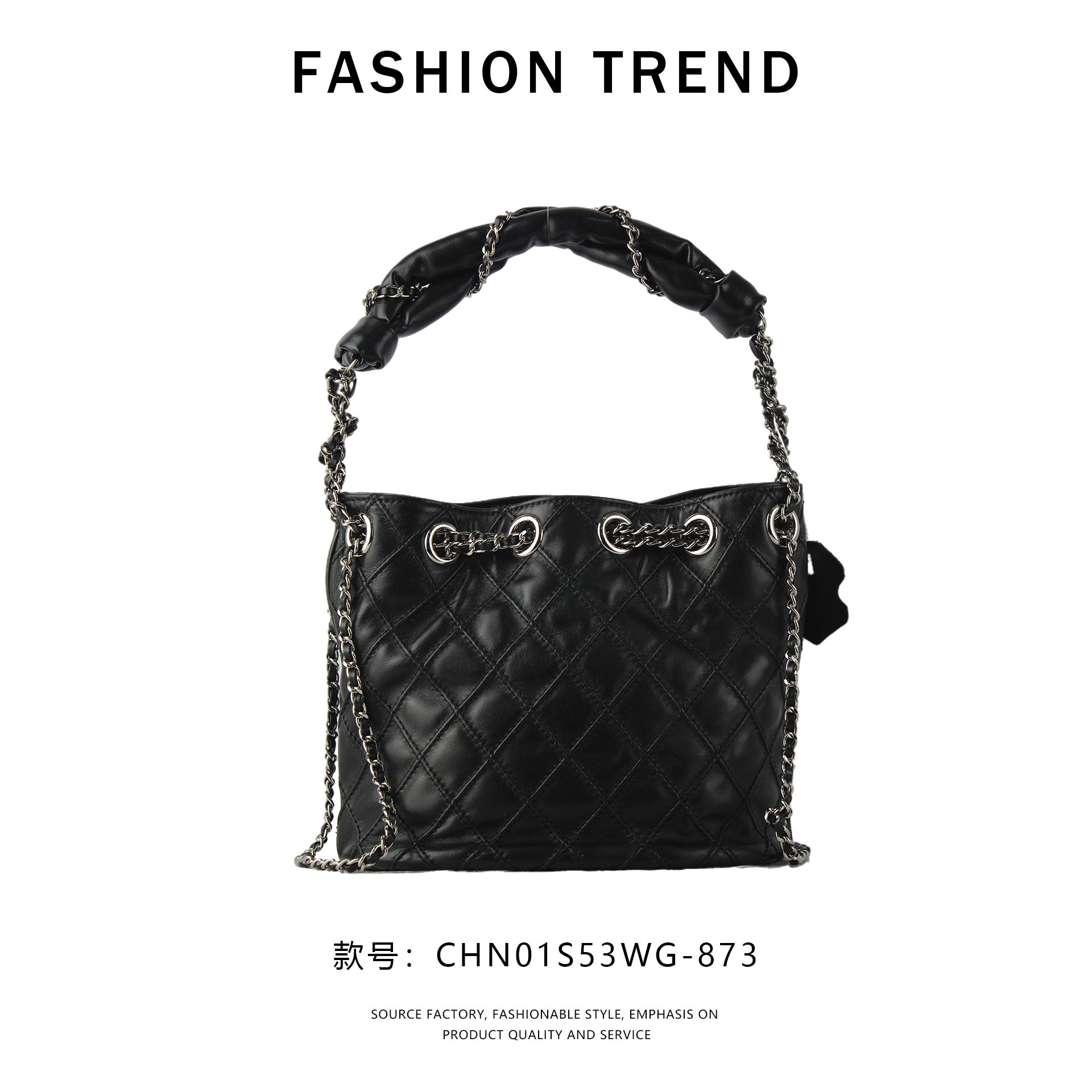 【$139.94】NiceBags new diamond chain crossbody small bag drawstring bucket bag