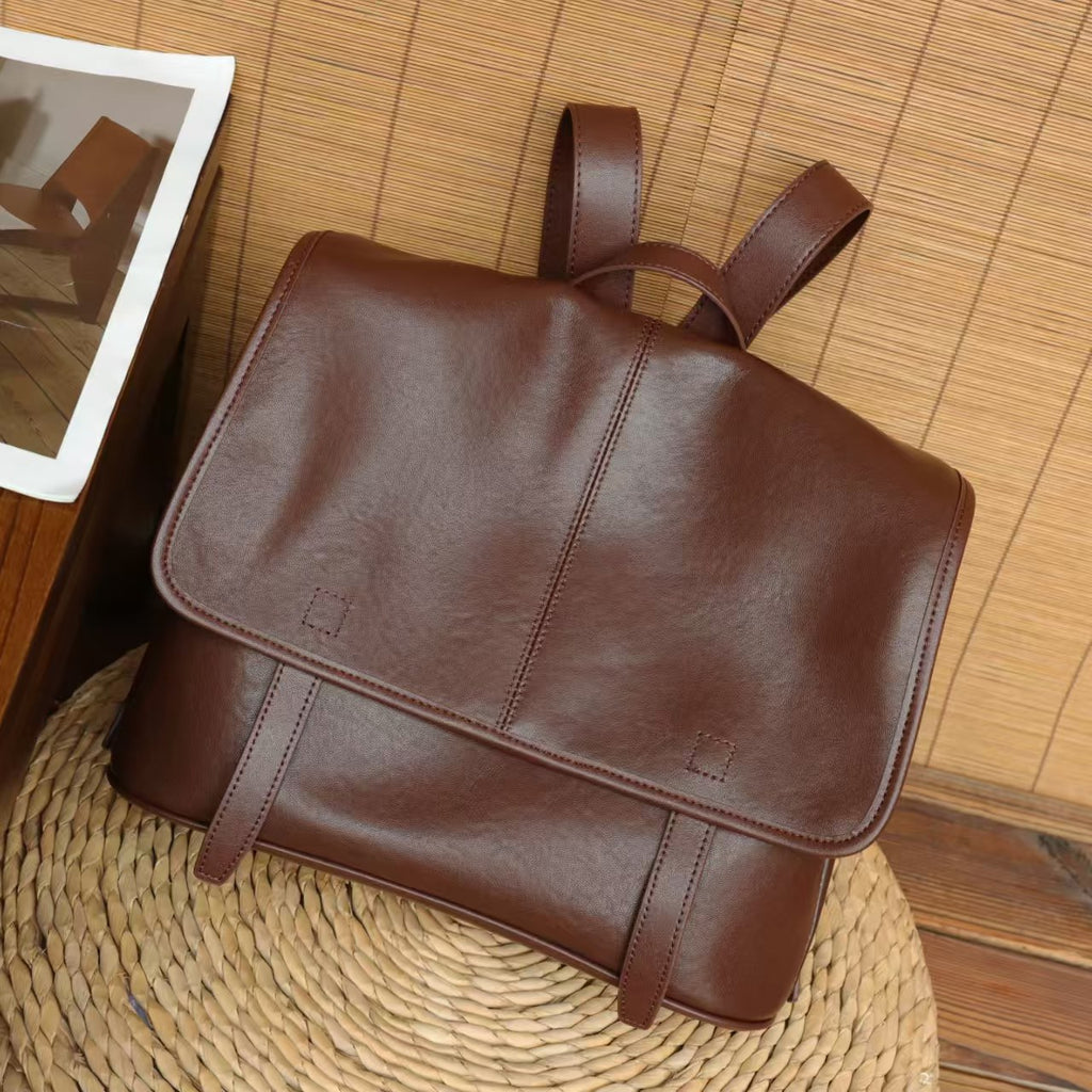 Women’s Genuine Leather Backpack – Vintage Large Capacity Travel & Everyday Shoulder Bag