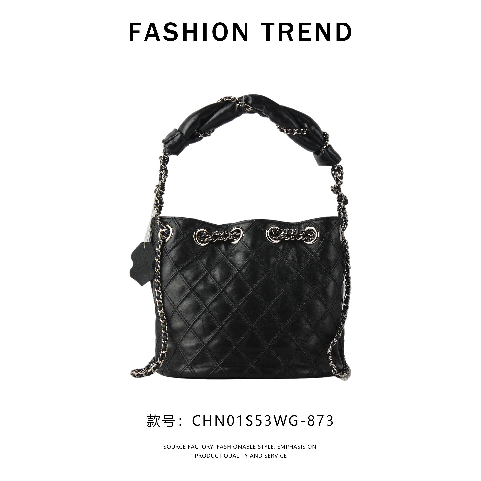 【$139.94】NiceBags new diamond chain crossbody small bag drawstring bucket bag