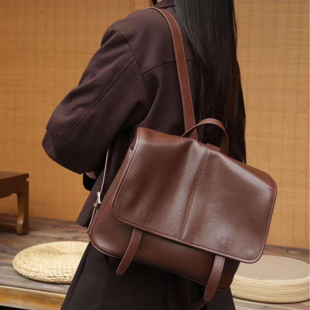 Women’s Genuine Leather Backpack – Vintage Large Capacity Travel & Everyday Shoulder Bag