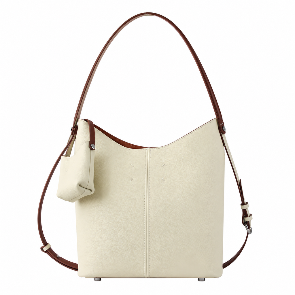 Women’s Genuine Leather Hobo Bag – Minimalist Bucket Shoulder Bag