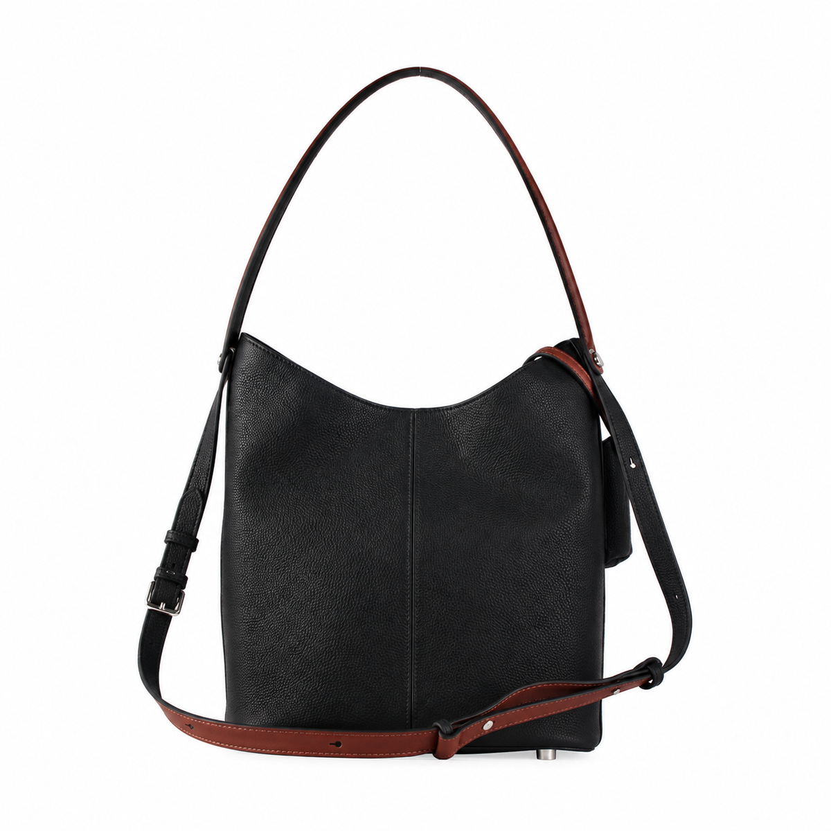 Women’s Genuine Leather Hobo Bag – Minimalist Bucket Shoulder Bag